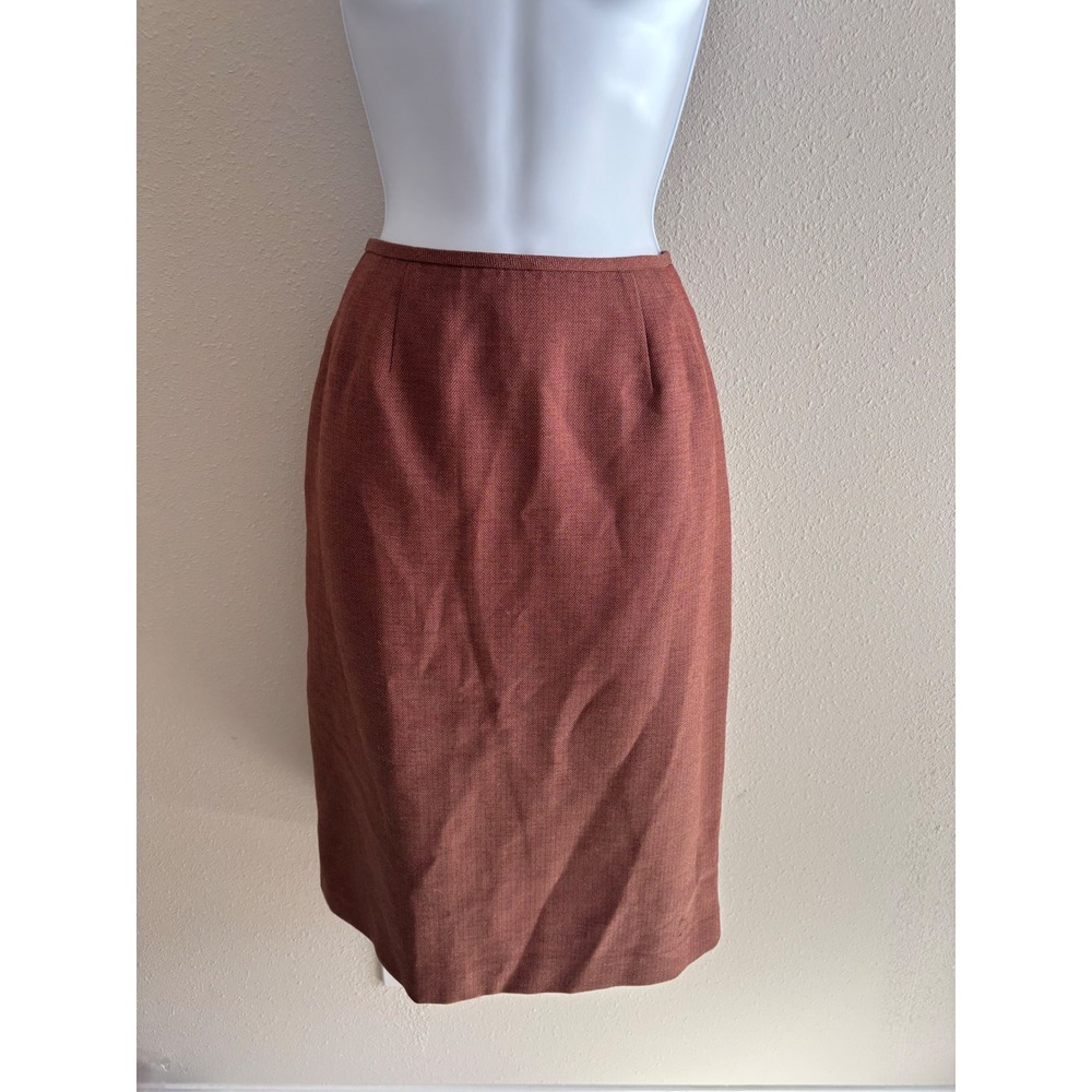 Le Suit Pencil Skirt Women 6 Rust Brown Herringbone Office Professional Career